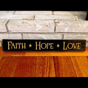 Faith Hope Love wooden decorative sign